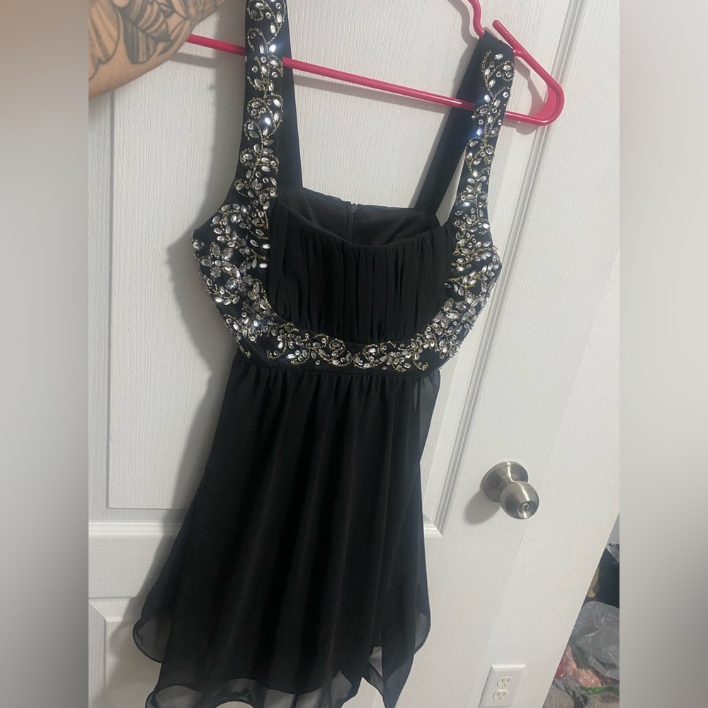 Black B darlin size 3/4 dress homecoming dress with silver and gold sequin gem